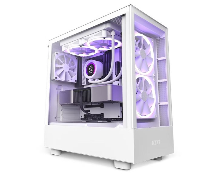 NZXT H5 ELITE WHITE - PC Gaming Case - High Airflow - ATX Mid Tower - 2x140 RGB Fans Included