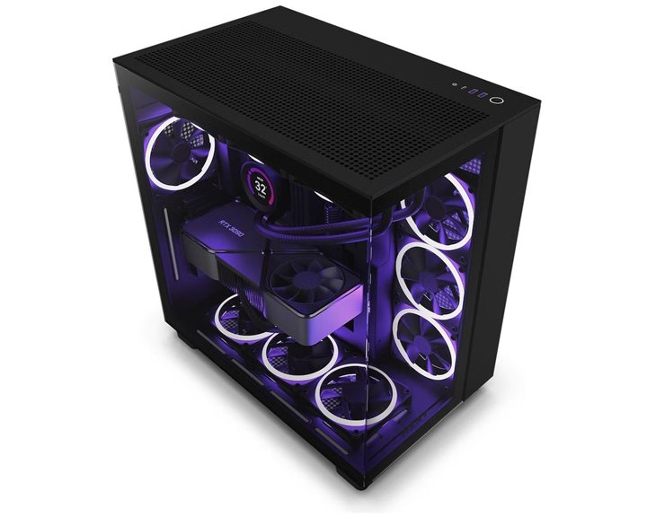 NZXT H9 FLOW BLACK - PC Gaming Case - High Airflow - ATX Mid Tower - 4x120 Fans Included