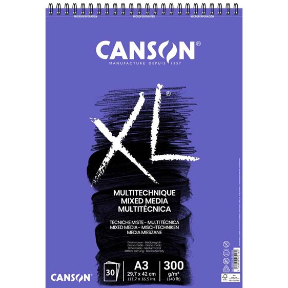Μπλόκ Σπιράλ Mix Media XL 30Χ40cm CANSON 300gr. 30 φύλλα