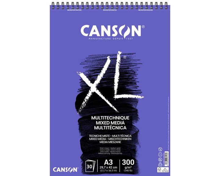Μπλόκ Σπιράλ Mix Media XL 30Χ40cm CANSON 300gr. 30 φύλλα