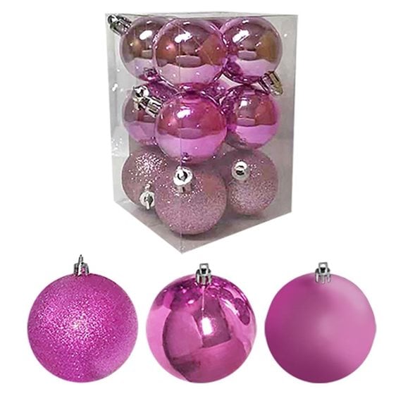 Μπάλες Ροζ Μιξ Πακ=6τεμ Φ8 Φ8cm Xmasfest 1132556