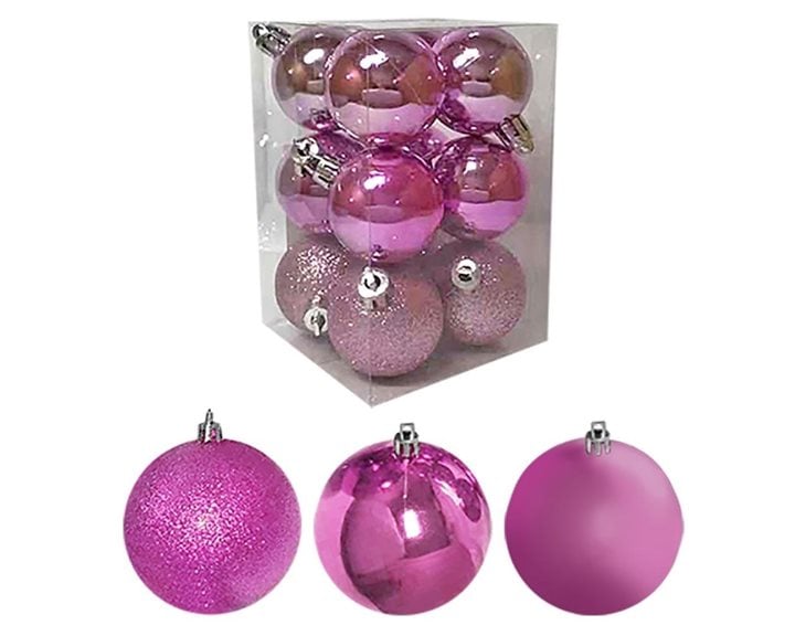 Μπάλες Ροζ Μιξ Πακ=6τεμ Φ8 Φ8cm Xmasfest 1132556