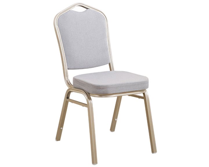 HILTON Καρέκλα Μέταλλο Βαφή Light Gold, Ύφασμα Γκρι ΕΜ513,51