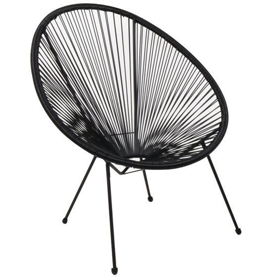 ACAPULCO Πολυθρόνα Μέταλλο Βαφή Μαύρο, Plastic Rattan Μαύρο Ε245,2