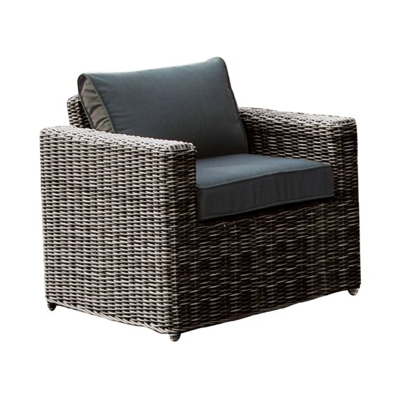 ARIZONA Πολυθρόνα Καθιστικού Κήπου ALU, Wicker Grey Brown, Μαξιλάρια Ανθρακί Ε6734,1