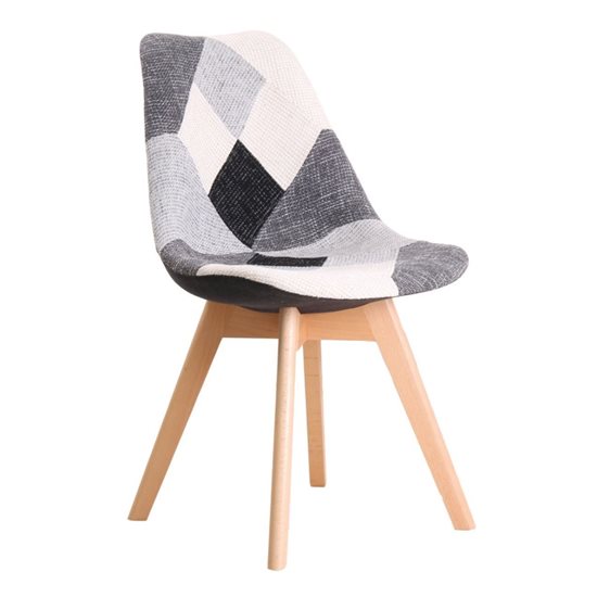 MARTIN Καρέκλα Ξύλο PP, Ύφασμα Patchwork Black & White ΕΜ136,81