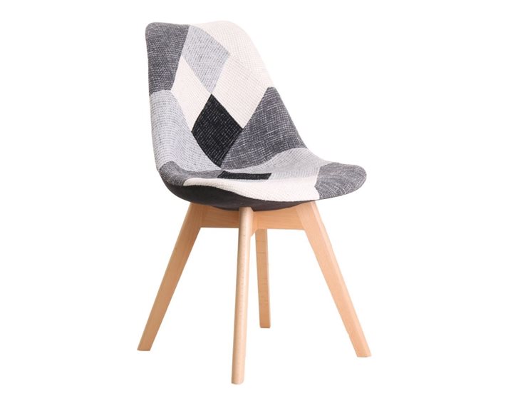 MARTIN Καρέκλα Ξύλο PP, Ύφασμα Patchwork Black & White ΕΜ136,81