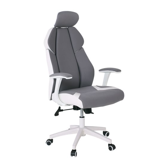 BF8300 Πολυθρόνα Γραφείου Διευθυντή, Microfiber Γκρι PU Άσπρο ΕΟ587,2
