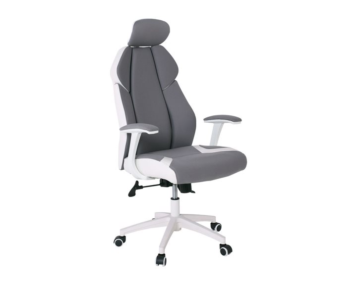 BF8300 Πολυθρόνα Γραφείου Διευθυντή, Microfiber Γκρι PU Άσπρο ΕΟ587,2