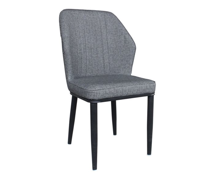 Delux Καρέκλα Μέταλλο Βαφή Μαύρο, Linen Pu Ανθρακί ΕΜ156,1
