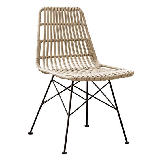 SALSA Καρέκλα Κήπου Βεράντας Μέταλλο Βαφή Μαύρο, Wicker Φυσικό Ε241,1