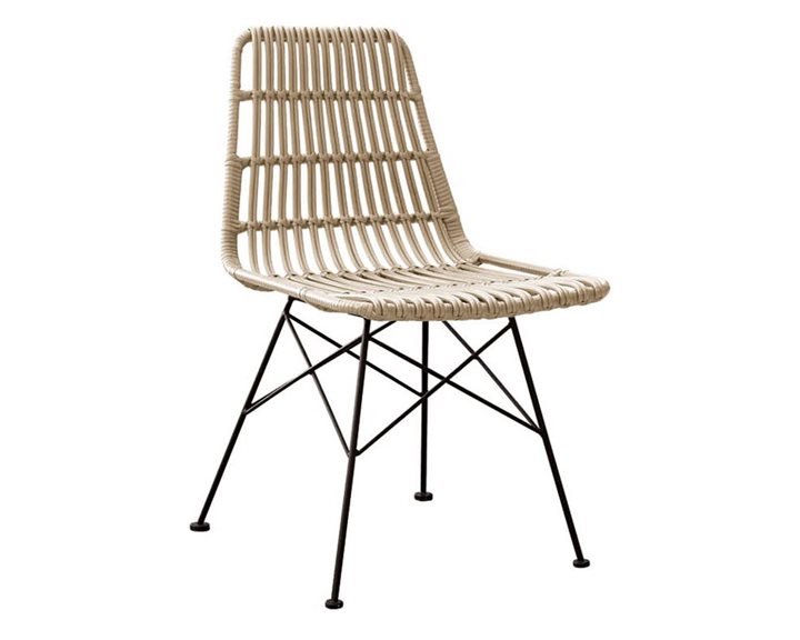 SALSA Καρέκλα Κήπου Βεράντας Μέταλλο Βαφή Μαύρο, Wicker Φυσικό Ε241,1