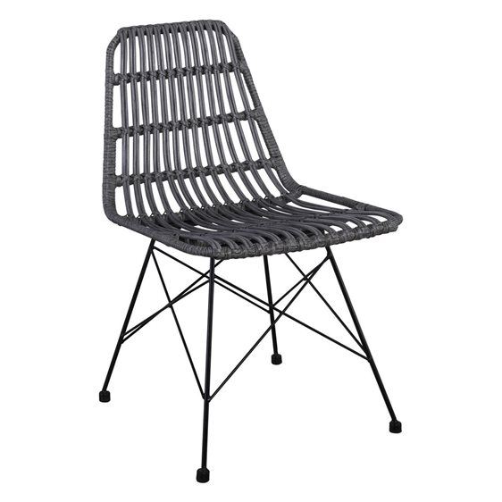Salsa Καρέκλα Κήπου Βεράντας Μέταλλο Βαφή Μαύρο, Wicker Γκρι Ε241,2