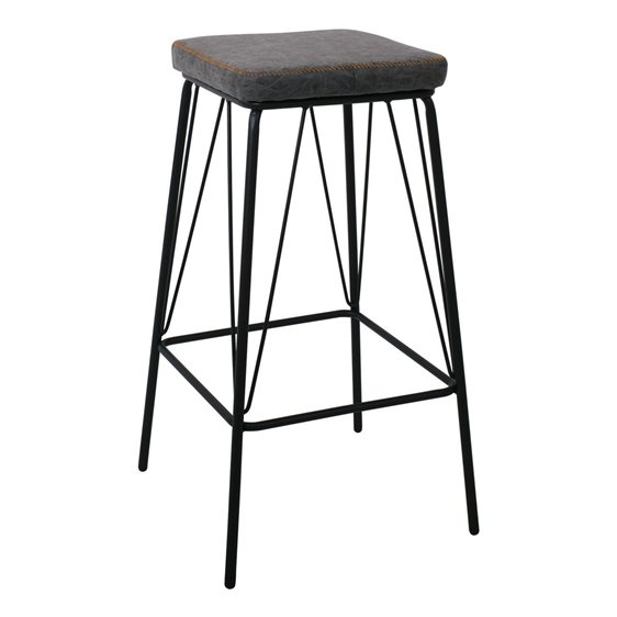 Panton Σκαμπό Bar, Μέταλλο Βαφή Μαύρο, PU Απόχρωση Vintage Grey ΕΜ779,1