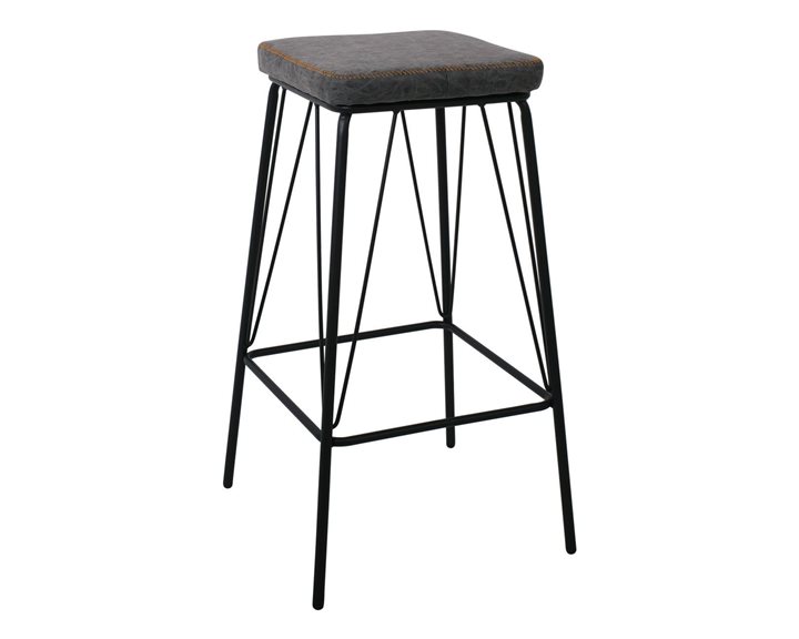 Panton Σκαμπό Bar, Μέταλλο Βαφή Μαύρο, PU Απόχρωση Vintage Grey ΕΜ779,1