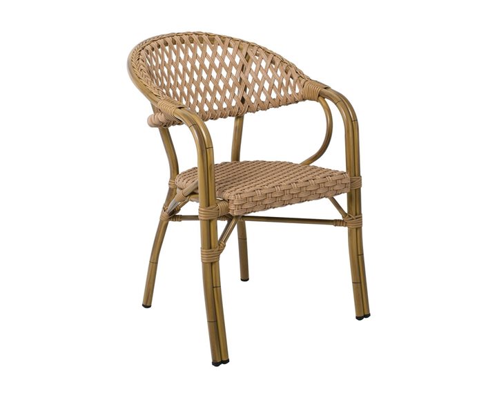 VEGERA Rattan Πολυθρόνα Dining Αλουμίνιο Φυσικό, Wicker Φυσικό, Στοιβαζόμενη Ε2580