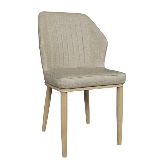 Delux Καρέκλα Μέταλλο Βαφή Φυσικό, Linen Pu Μπέζ ΕΜ156,2