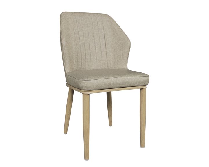 Delux Καρέκλα Μέταλλο Βαφή Φυσικό, Linen Pu Μπέζ ΕΜ156,2