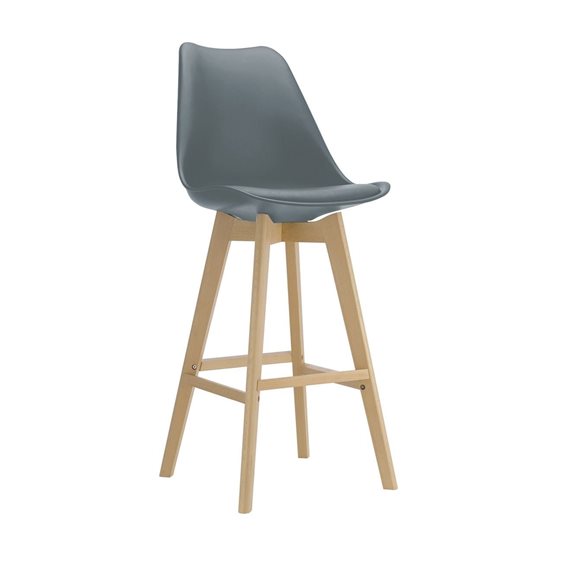 Martin Σκαμπό Bar Οξιά Φυσικό, Κάθισμα Η.67cm, PP-Pu Γκρι, Μονταρισμένη Ταπετσαρία ΕΜ147,41