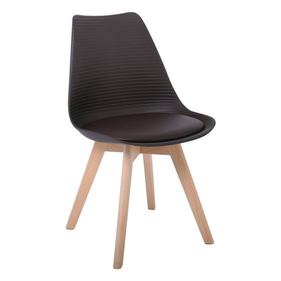 MARTIN STRIPE Καρέκλα Ξύλινο Πόδι, PP Καφέ ΕΜ136,01S