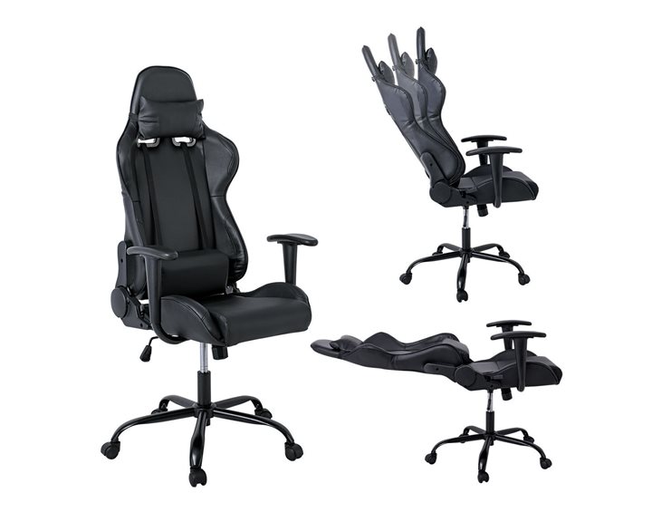 BF8350 Gaming Πολυθρόνα Γραφείου, Ανάκλιση Πλάτης έως 90°, Pu Μαύρο ΕΟ578