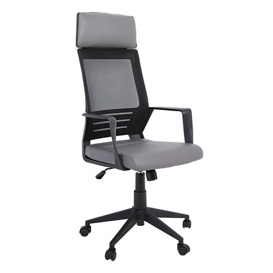 BF2500 Πολυθρόνα Γραφείου Διευθυντή Mesh Μαύρο - PU Γκρι ΕΟ607,2