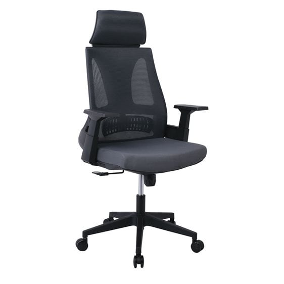 Bf8750 Πολυθρόνα Γραφείου Διευθυντή, Mesh Γκρι, Ύφασμα Γκρι Εο608,2