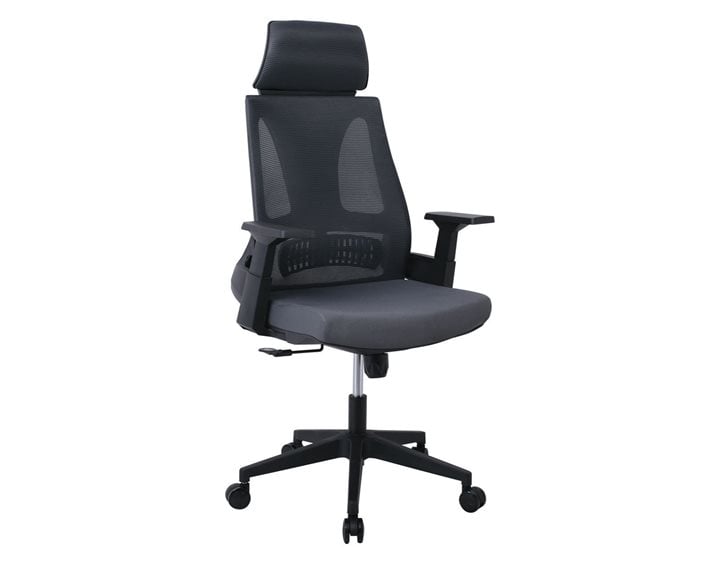 Bf8750 Πολυθρόνα Γραφείου Διευθυντή, Mesh Γκρι, Ύφασμα Γκρι Εο608,2