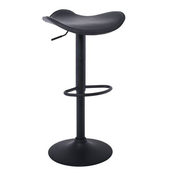 Saddle Σκαμπό Bar, Μέταλλο Βαφή Μαύρο, Pvc Μαύρο, Ρύθμιση Ύψους, Περιστρεφόμενο ΕΜ100,7Μ