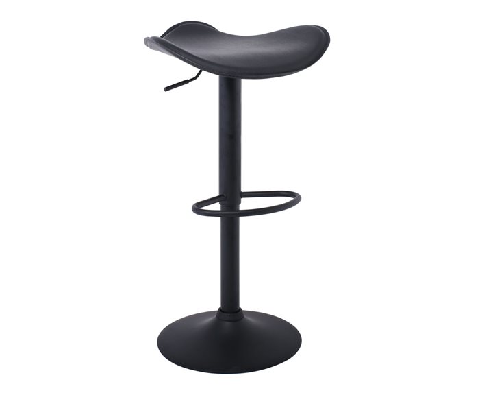 Saddle Σκαμπό Bar, Μέταλλο Βαφή Μαύρο, Pvc Μαύρο, Ρύθμιση Ύψους, Περιστρεφόμενο ΕΜ100,7Μ