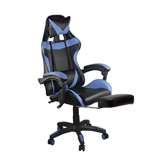 BF7860 Gaming Relax Πολυθρόνα Γραφείου Με Υποπόδιο, Pu Μαύρο - Μπλε ΕΟ581,2