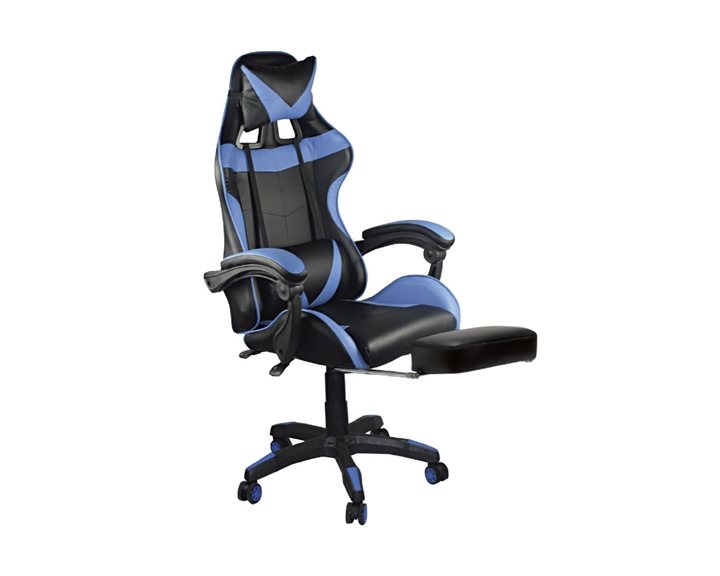 BF7860 Gaming Relax Πολυθρόνα Γραφείου Με Υποπόδιο, Pu Μαύρο - Μπλε ΕΟ581,2