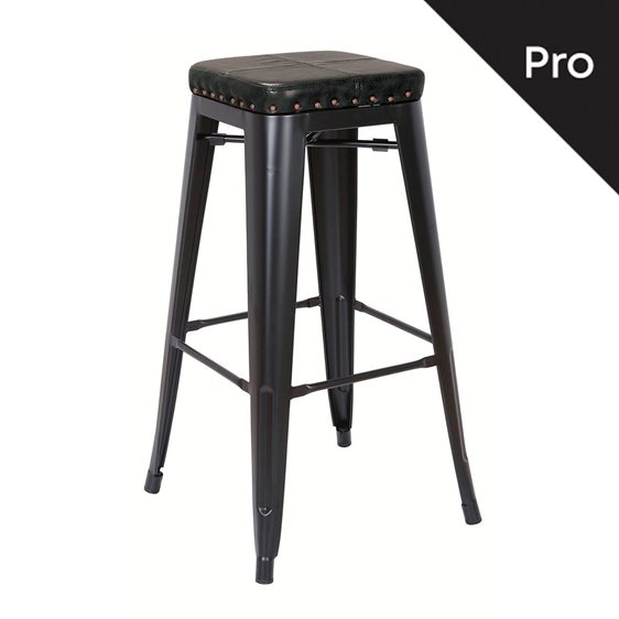 RELIX Σκαμπό Bar-Pro, Στοιβαζόμενο, Μέταλλο Βαφή Μαύρο Matte, Pu Μαύρο Ε5190P,15M