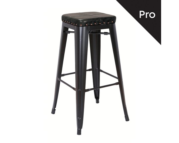 RELIX Σκαμπό Bar-Pro, Στοιβαζόμενο, Μέταλλο Βαφή Μαύρο Matte, Pu Μαύρο Ε5190P,15M