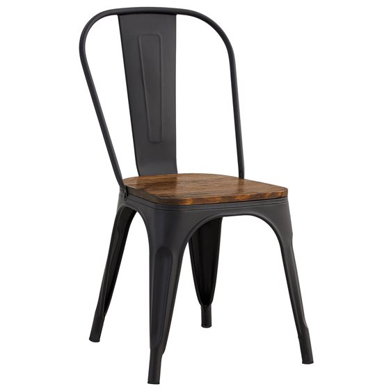 RELIX Wood Καρέκλα Μέταλλο Βαφή Μαύρο Matte, Κάθισμα Dark Oak, Στοιβαζόμενη Ε5191W,1W