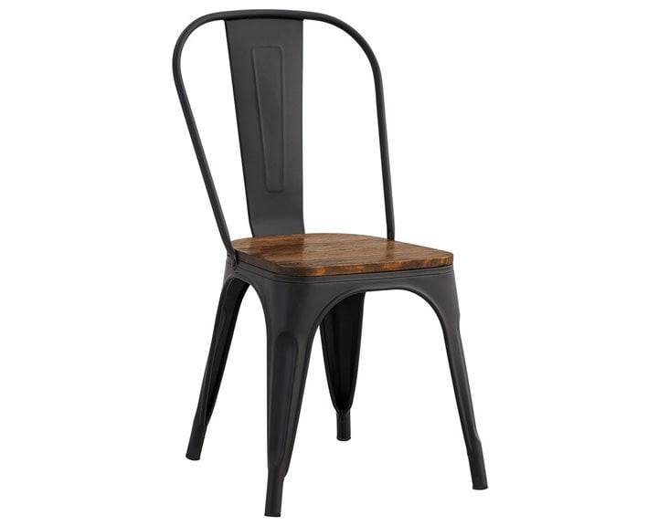 RELIX Wood Καρέκλα Μέταλλο Βαφή Μαύρο Matte, Κάθισμα Dark Oak, Στοιβαζόμενη Ε5191W,1W