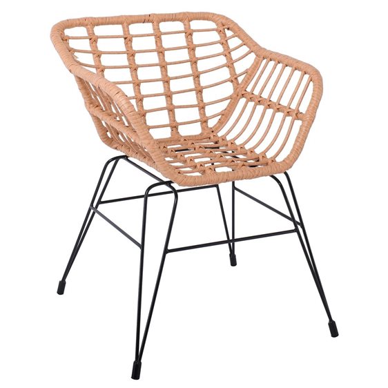 Salsa-S Πολυθρόνα Κήπου, Μέταλλο Βαφή Μαύρο, Wicker Φυσικό (Χωρίς Μαξιλάρι) Ε2442,1