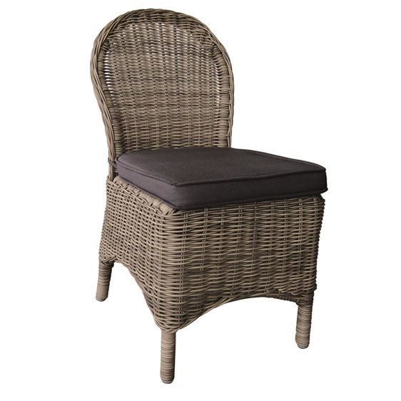 Montana Καρέκλα Τραπεζαρίας Κήπου Alu, Φ5mm Round Wicker Grey Brown, Μαξιλάρι Ανθρακί Ε654