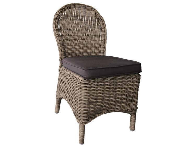 Montana Καρέκλα Τραπεζαρίας Κήπου Alu, Φ5mm Round Wicker Grey Brown, Μαξιλάρι Ανθρακί Ε654