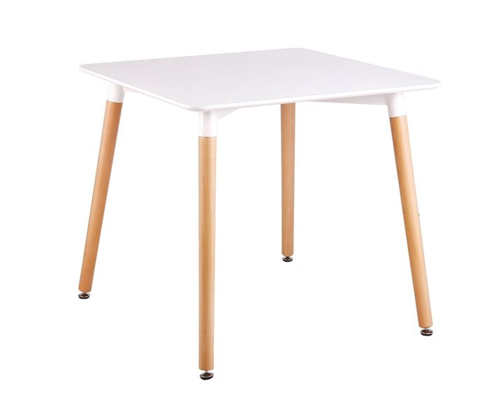 Art Τραπέζι Τραπεζαρίας Άσπρο Mdf, Πόδια Οξιά Φυσικό Ε7087,1