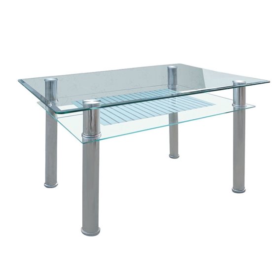 Veron Τραπέζι Τραπεζαρίας Κουζίνας Inox - Γυαλί ΕΜ701