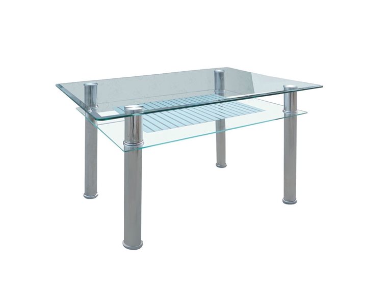 Veron Τραπέζι Τραπεζαρίας Κουζίνας Inox - Γυαλί ΕΜ701