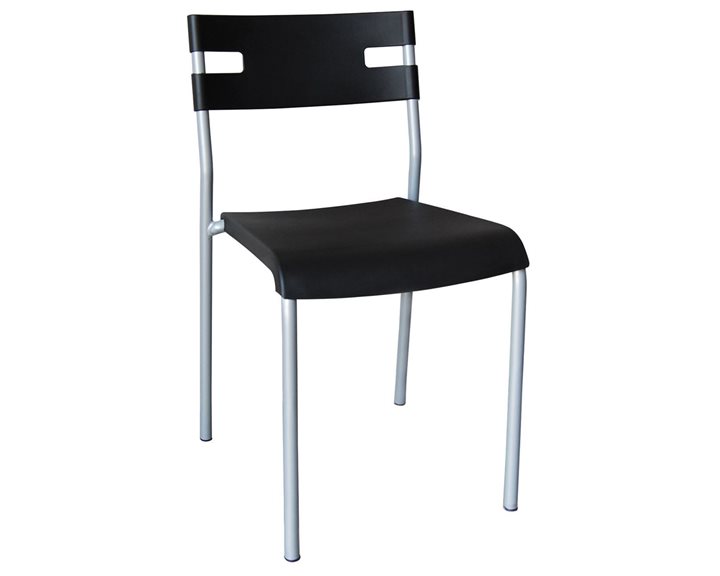 SWIFT Καρέκλα Στοιβαζόμενη Mέταλλο Βαφή Silver, PP Μαύρο ΕΜ912,2