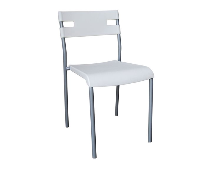 Swift Καρέκλα Στοιβαζόμενη Μέταλλο Βαφή Silver, Pp Άσπρο ΕΜ912,1