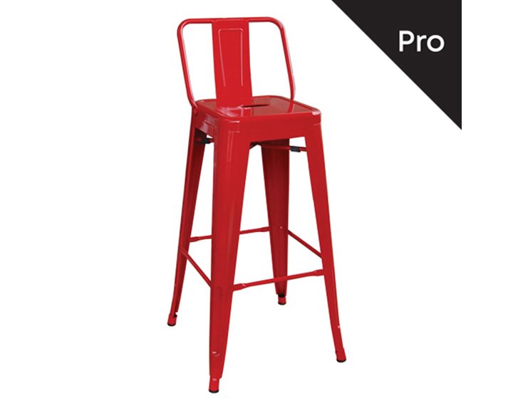 Relix Σκαμπό Bar-Pro Με Πλάτη, Μέταλλο Βαφή Κόκκινο Ε5199,2