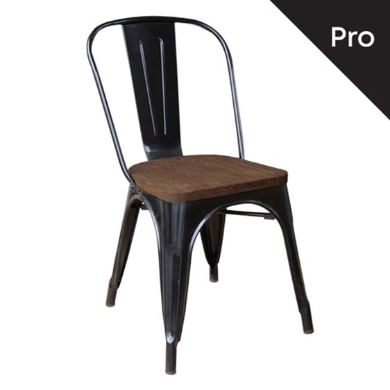 RELIX Wood Καρέκλα-Pro, Στοιβαζόμενη, Μέταλλο Βαφή Μαύρο, Κάθισμα Dark Oak Ε5191W,11