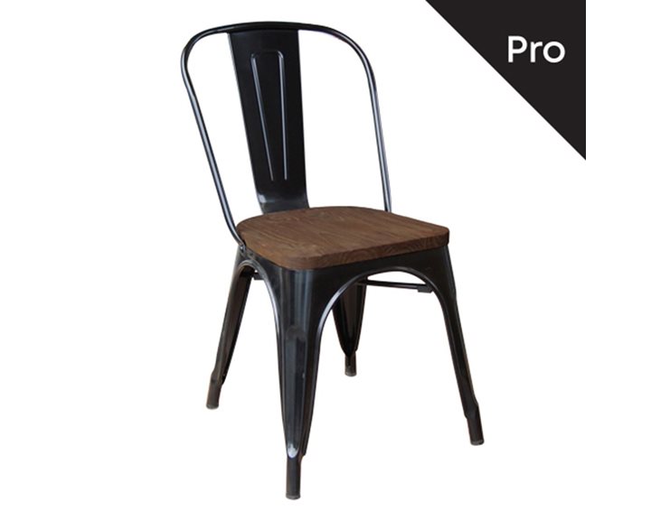 RELIX Wood Καρέκλα-Pro, Στοιβαζόμενη, Μέταλλο Βαφή Μαύρο, Κάθισμα Dark Oak Ε5191W,11
