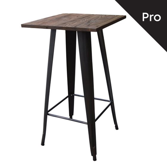 RELIX Wood Τραπέζι Bar-Pro, Μέταλλο Βαφή Antique Black, Απόχρωση Ξύλου Dark Oak Ε5197,10