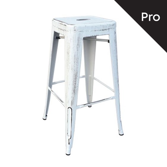 RELIX Σκαμπό Bar-Pro, Στοιβαζόμενο, Μέταλλο Βαφή Antique White Ε5190,12