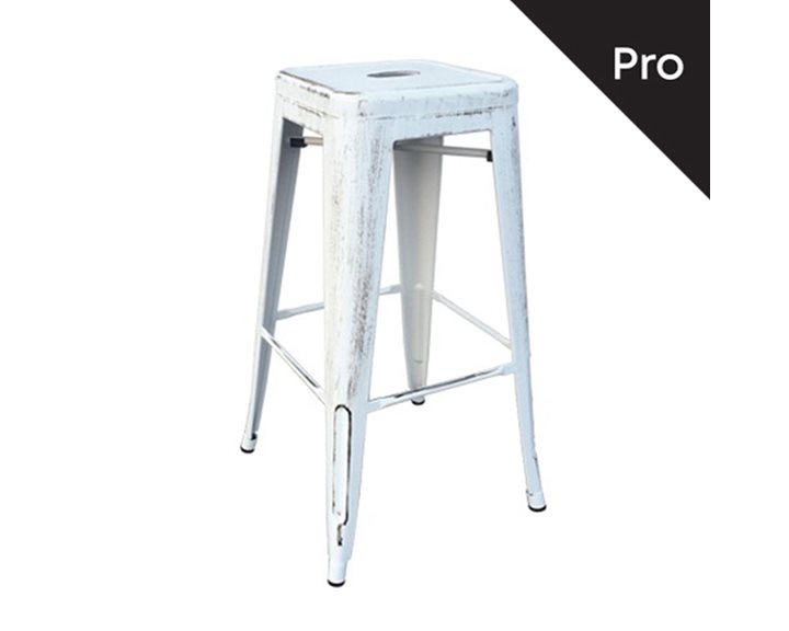 RELIX Σκαμπό Bar-Pro, Στοιβαζόμενο, Μέταλλο Βαφή Antique White Ε5190,12